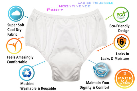Women Reusable Cool Dry Incontinence Panty - ComfortFinds