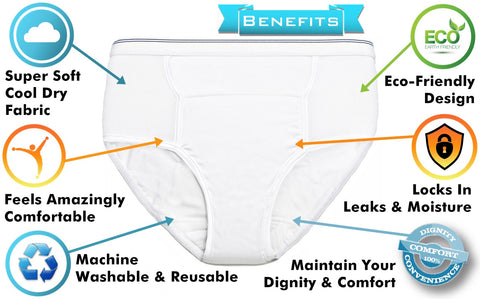 Men's Reusable Incontinence Cool Dry Adult Briefs - ComfortFinds